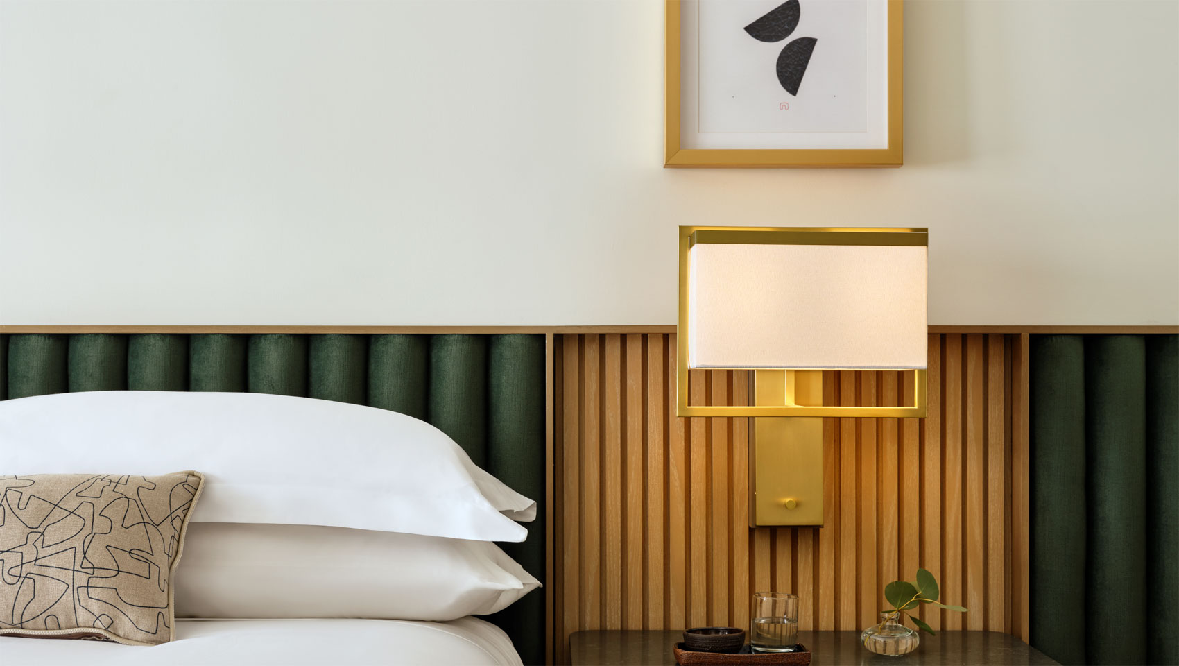 bed and side table at 70 Park Ave